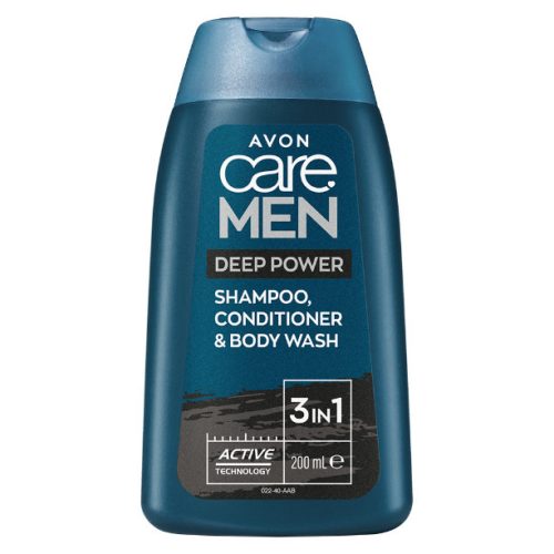 AVON Avon Care Men Deep Power 3 az 1-ben sampon, balzsam és tusfürdő 200ml