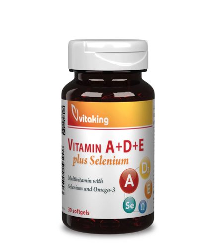 Vitaking A+D+E Vitamin Plus Szelén gélkapszula Omega 3-al 30db